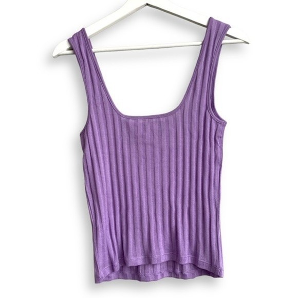 Vince Ribbed Tank Top M Purple Square Neck Shirt SOLD - Picture 7 of 13